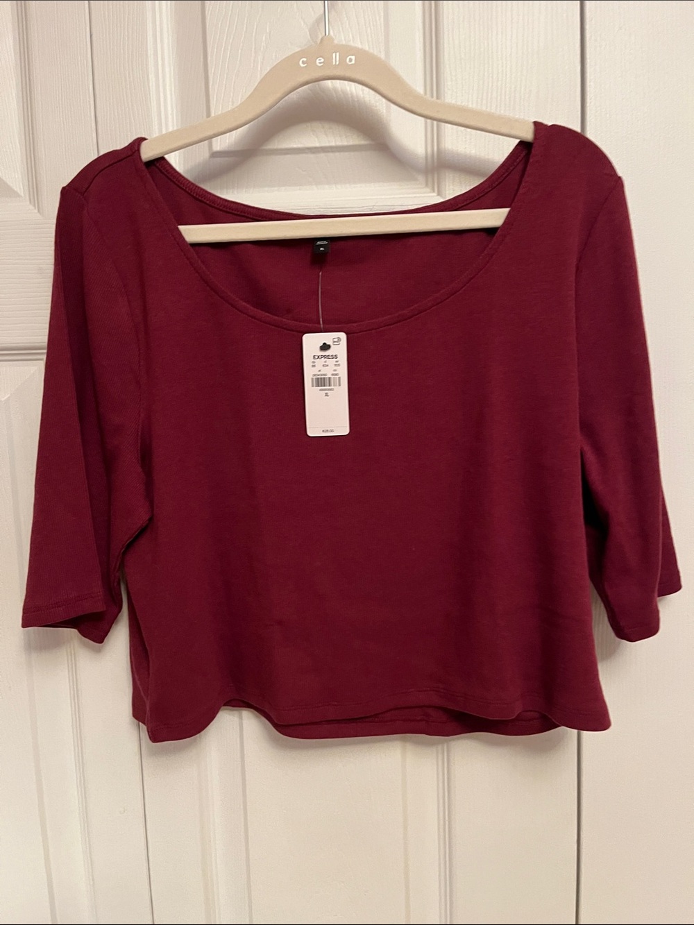 Express Burgundy Scoop-Neck Crop Top